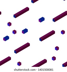 Dark Blue, Red vector seamless, isometric layout with lines, rectangles. Rectangles on abstract background with colorful gradient. Texture for window blinds, curtains.