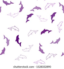 Dark Blue, Red vector seamless pattern with sea dolphins. Isolated sea dolphins on white background. Pattern for websites of animals.