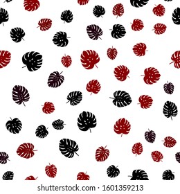 Dark Blue, Red vector seamless doodle background with leaves. Shining colored illustration with leaves in doodle style. Design for textile, fabric, wallpapers.