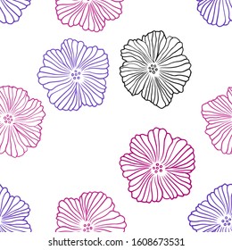 Dark Blue, Red vector seamless doodle texture with flowers. Creative illustration in blurred style with flowers. Texture for window blinds, curtains.