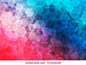 Dark Blue, Red vector shining hexagonal template. Creative illustration in halftone style with gradient. hexagonal pattern for your business design.