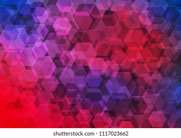 Dark Blue, Red vector shining hexagonal background. An elegant bright illustration with gradient. A completely new design for your business.