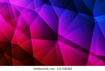 Dark Blue, Red vector shining triangular cover. Geometric illustration in Origami style with gradient.  Textured pattern for your backgrounds.