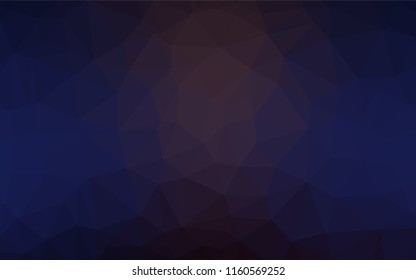 Dark Blue, Red vector shining hexagonal background. Triangular geometric sample with gradient.  A completely new template for your business design.