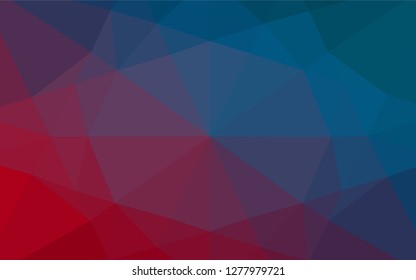 Dark Blue, Red vector shining hexagonal template. Shining illustration, which consist of triangles. A new texture for your design.
