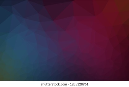 Dark Blue, Red vector shining hexagonal background. Triangular geometric sample with gradient.  Brand new design for your business.