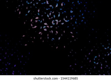 Dark Blue, Red vector sketch texture. Glitter abstract illustration with leaves. Doodle design for your web site.