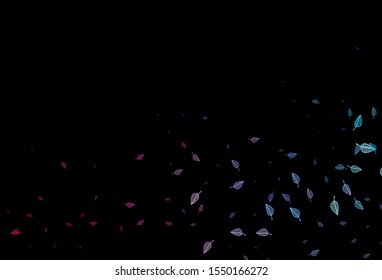 Dark Blue, Red vector sketch layout. A vague abstract illustration with leaves in doodles style. Brand new style for your business design.