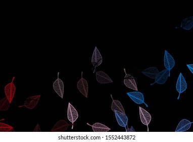 Dark Blue, Red vector sketch pattern. Smart decorative design in natural style with leaves. Pattern for brand book.