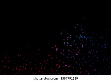 Dark Blue, Red vector sketch template. Creative illustration in simple style with leaves. The textured pattern for website.