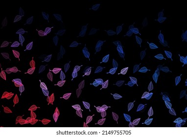 Dark Blue, Red vector sketch cover. Decorative illustration with abstract colorful leaves. The template for background of cell phones.