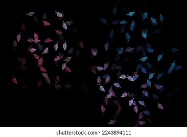 Azul oscuro, fondo de esbozo vectorial rojo. Patrón con hojas coloreadas degradadas en estilo natural. Nueva plantilla para el diseño de su negocio.
