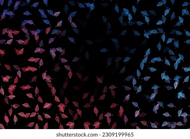 Dark Blue, Red vector sketch pattern. Colorful illustration in doodle style with leaves. New template for your brand book.