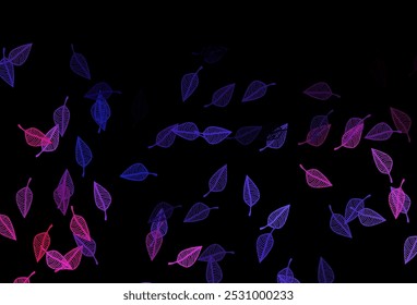 Dark Blue, Red vector sketch backdrop. New colorful illustration in doodle style with leaves. Pattern for heads of websites and designs.