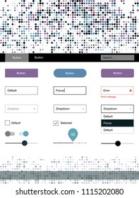 Dark Blue, Red vector style guide with circles. Decorative ui kit design in abstract style with colorful dots. Beautiful layout for websites, landing pages.