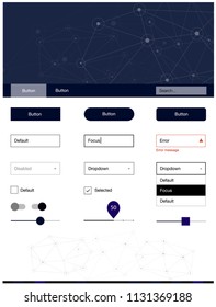 Dark Blue, Red vector style guide with triangles, circles. Style guide with triangles, circles on abstract background. This sample is for your landing page.