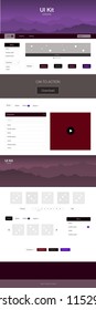 Dark Blue, Red vector style guide with mountains. Decorative ui kit design in abstract style with colorful rocks. Modern template for your landing page.