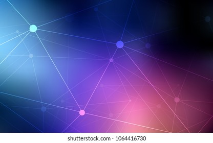 Dark Blue, Red vector template with circles, triangles. Design with connection of dots and lines on colorful background. Pattern can be used for ads, leaflets.