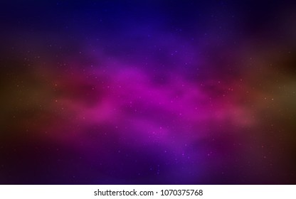 Dark Blue, Red vector template with space stars. Space stars on blurred abstract background with gradient. Template for cosmic backgrounds.