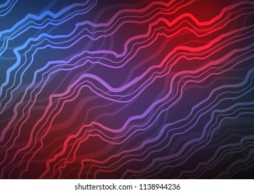 Dark Blue, Red vector template with bent lines. Glitter abstract illustration with wry lines. A completely new template for your business design.