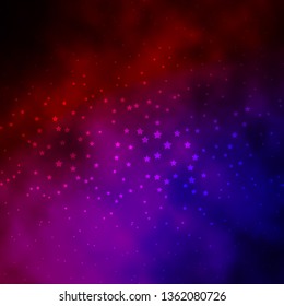 Dark Blue, Red vector template with neon stars. Colorful illustration with abstract gradient stars. Pattern for websites, landing pages.