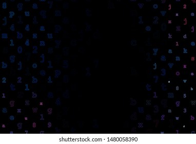 Dark Blue, Red vector template with isolated letters. Modern geometrical illustration with ABC english symbols. The pattern can be used for school, grammar websites.
