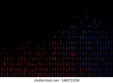 Dark Blue, Red vector template with poker symbols. Colored illustration with hearts, spades, clubs, diamonds. Smart design for your business advert of casinos.