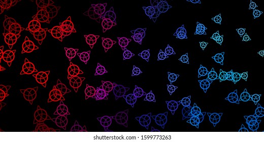 Dark Blue, Red vector template with esoteric signs. Colorful mystic symbols with a gradient in ancient style. Design for magic, spiritual events.