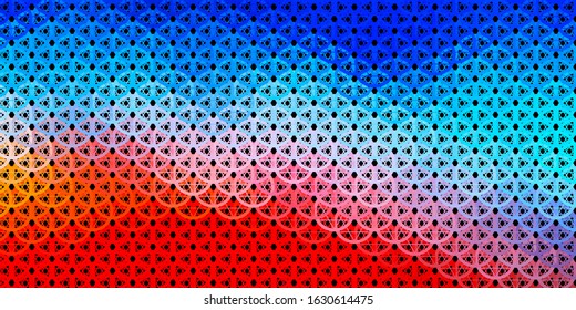 Dark Blue, Red vector template with esoteric signs. Colorful mystic symbols with a gradient in ancient style. Design for magic, spiritual events.