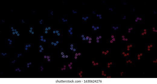 Dark Blue, Red vector template with esoteric signs. Colorful vintage illustration with gradient alchemy shapes. Simple base for your occult design.