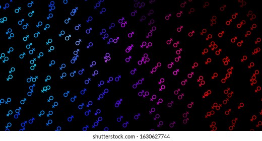Dark Blue, Red vector template with businesswoman signs. Simple design in abstract style with women’s rights activism. Elegant design for wallpapers.