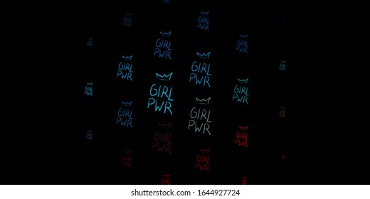 Dark Blue, Red vector template with businesswoman signs. Colorful feminism symbols with a gradient in modern style. Elegant design for wallpapers.