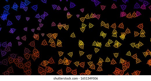 Dark Blue, Red vector template with esoteric signs. Colorful mystic symbols with a gradient in ancient style. Best design halloween events.