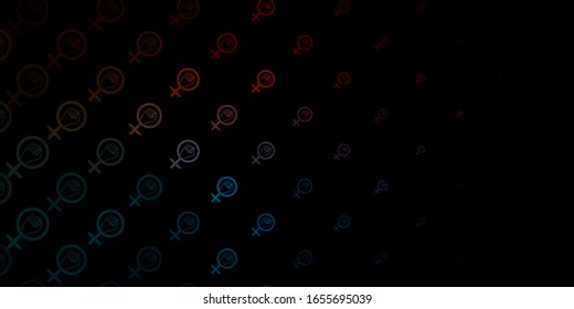 Dark Blue, Red vector template with businesswoman signs. Colorful illustration with gradient feminism shapes. Elegant design for wallpapers.