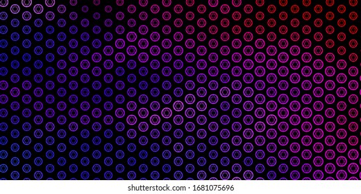 Dark Blue, Red vector template with esoteric signs. Abstract illustration with gothic gradient shapes. Background for esoteric, mystic designs.