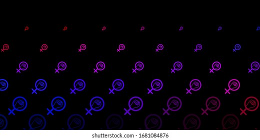Dark Blue, Red vector template with businesswoman signs. Colorful illustration with gradient feminism shapes. Background for International Women’s Day.