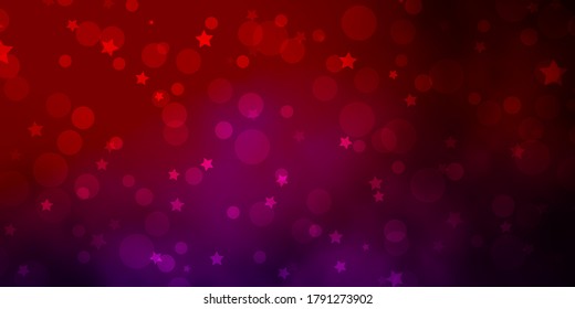 Dark Blue, Red vector template with circles, stars. Illustration with set of colorful abstract spheres, stars. Texture for window blinds, curtains.