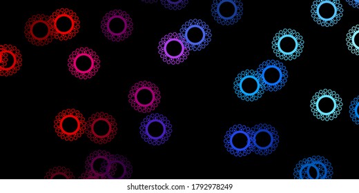Dark blue, red vector template with flu signs. Smart illustration with covid signs in decorative style. Design for biohazard warning.