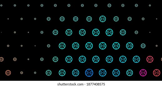 Dark Blue, Red vector template with esoteric signs. Colorful mystic symbols with a gradient in ancient style. Background for esoteric, mystic designs.