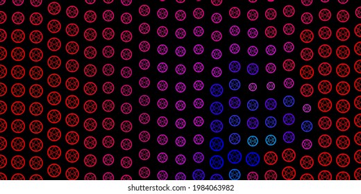 Dark Blue, Red vector template with esoteric signs. Abstract illustration with gothic gradient shapes. Background for esoteric, mystic designs.