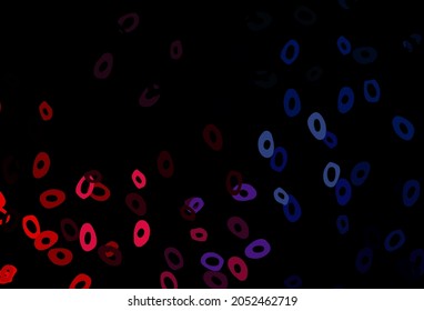 Azul oscuro, plantilla vectorial roja con círculos. Ilustración abstracta con burbujas de colores al estilo natural. Diseño para afiches, pancartas.