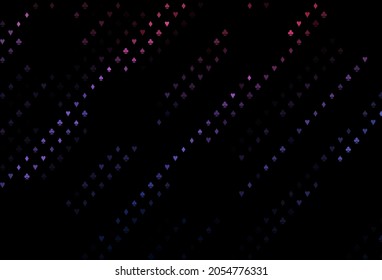 Dark blue, red vector template with poker symbols. Illustration with set of hearts, spades, clubs, diamonds. Smart design for your business advert of casinos.