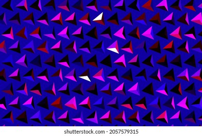 Azul oscuro, plantilla vectorial roja con cristales, triángulos. Ilustración con un conjunto de triángulos coloridos. Fondo para un teléfono móvil.
