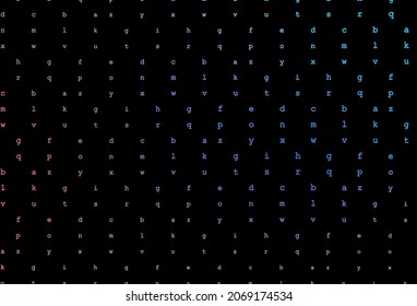 Dark blue, red vector template with isolated letters. Shining colorful illustration with isolated letters. Template can be used as a background for ads of typography.