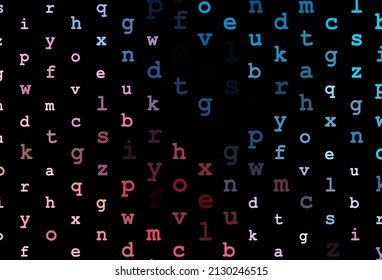 Dark blue, red vector template with isolated letters. Shining illustration with ABC symbols on abstract template. The pattern can be used for ad, booklets, leaflets of education.