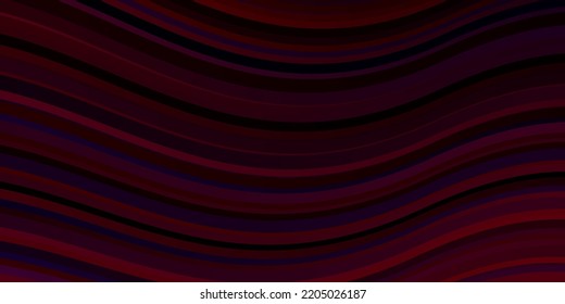 Azul oscuro, plantilla vectorial roja con líneas. Muestra geométrica colorida con curvas de degradado.  Patrón de anuncios, comerciales.