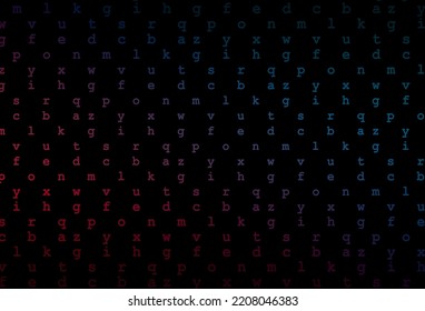 Dark Blue, Red Vector Template With Isolated Letters. Shining Illustration With ABC Symbols On Abstract Template. The Pattern Can Be Used As Ads, Poster, Banner For Books.