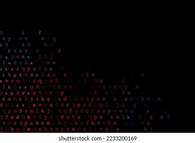 Dark blue, red vector template with isolated letters. Shining illustration with ABC symbols on abstract template. The pattern can be used for ad, booklets, leaflets of education.