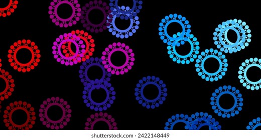 Dark blue, red vector template with flu signs. Smart illustration with covid signs in decorative style. Simple drawing against danger fever.