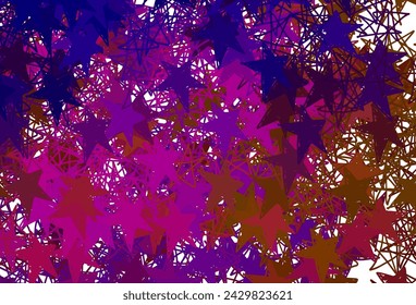 Azul oscuro, plantilla de vector rojo con estrellas del cielo. Estrellas sobre fondo abstracto borroso con gradiente. Patrón para sitios web de astronomía.